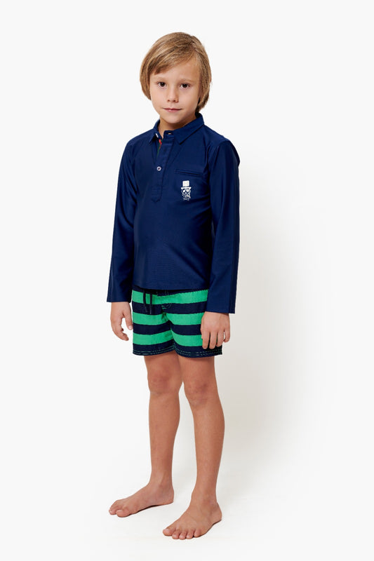 UPF 50+ Kids Rash Guard – Chic Marine Blue